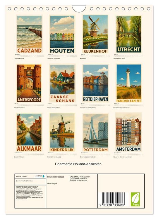 Produktbild: Charmante Holland-Ansichten (Wandkalender 2027 DIN A4 hoch), CALVENDO Monatskalender