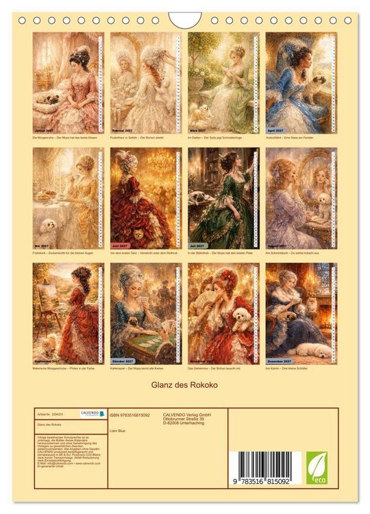 Produktbild: Glanz des Rokoko (Wandkalender 2027 DIN A4 hoch), CALVENDO Monatskalender