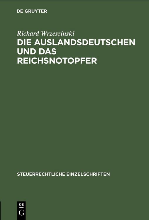 Produktbild: Die Auslandsdeutschen und das Reichsnotopfer