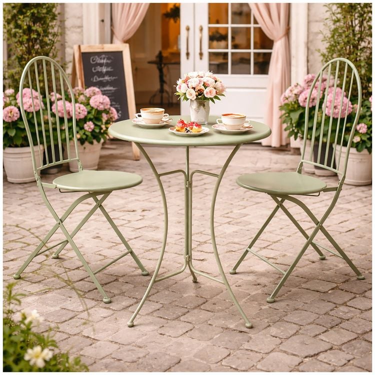 Produktbild: HTI-Living Bistro Sitzgruppe Metall Tisch mit 2 St&uuml;hlen Balkon Set Gartenm&ouml;bel