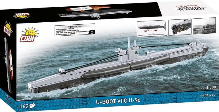 Produktbild: COBI Historical Collection 4857 - U-BOOT VIIC U-96, WWII, Bausatz 1:300, 162 Klemmbausteine