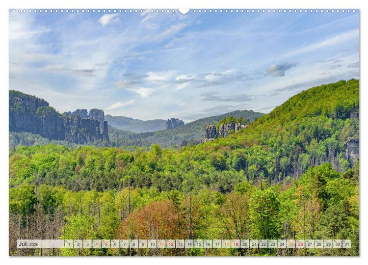 Produktbild: S&auml;chsische Schweiz - Wandern durch das Elbsandsteingebirge (hochwertiger Premium Wandkalender 2026 DIN A2 quer), Kunstdruck in Hochglanz