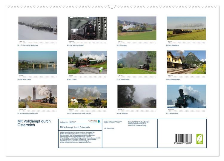 Produktbild: Mit Volldampf durch &Ouml;sterreich (hochwertiger Premium Wandkalender 2026 DIN A2 quer), Kunstdruck in Hochglanz