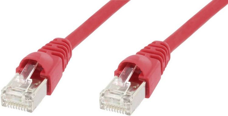Produktbild: Teleg&auml;rtner 100007975 RJ45 Patchkabel CAT 6a S/FTP 1.00 m Rot Flammwidrig, mit Rastnasenschutz, Flammwidrig, Halogenfrei, UL-zertifiziert 1 St.