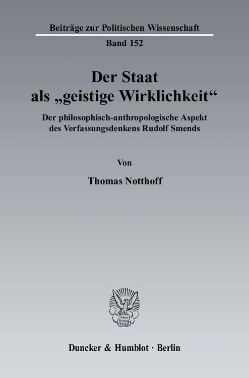 Produktbild: Der Staat als "geistige Wirklichkeit".