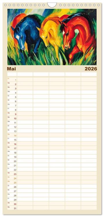 Produktbild: Familienplaner 2026 - Expressionistisch durchs Jahr mit 5 Spalten (Wandkalender, 21 x 45 cm) CALVENDO