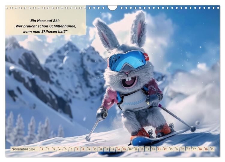 Produktbild: Tierisch lustige Skifahrer (Wandkalender 2026 DIN A3 quer), CALVENDO Monatskalender