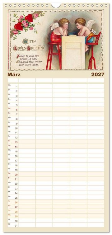 Produktbild: Familienplaner 2027 - Liebesboten mit 5 Spalten (Wandkalender, 21 x 45 cm) CALVENDO