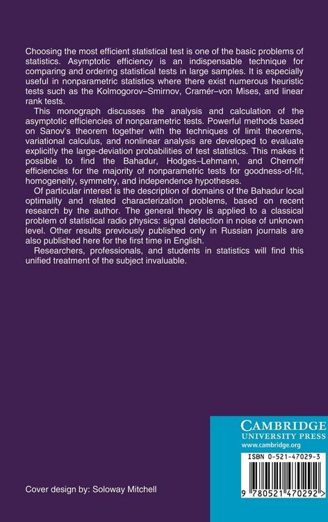 Produktbild: Asymptotic Efficiency of Nonparametric Tests