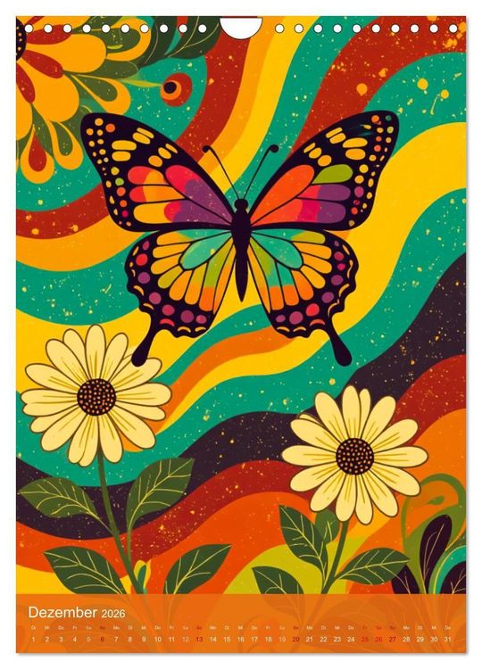 Produktbild: Flower Power Dreams - Retro 70s Art (Wandkalender 2026 DIN A4 hoch), CALVENDO Monatskalender