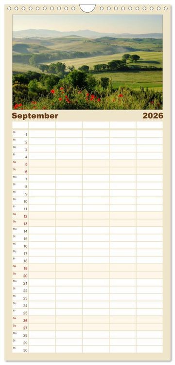 Produktbild: Familienplaner 2026 - Toskana &ndash; Traumlandschaft in Italien mit 5 Spalten (Wandkalender, 21 x 45 cm) CALVENDO