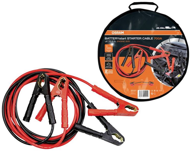 Produktbild: Osram Automotive BATTERYstart STARTER CABLE 250A Starthilfekabel 25 mm&sup2; Aluminium (kupferbeschichtet) 3.5 m mit Kunststoffzangen