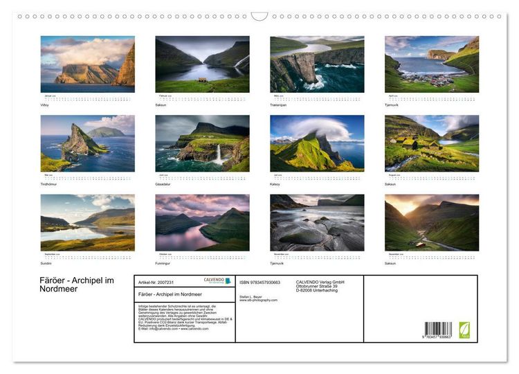Produktbild: F&auml;r&ouml;er - Archipel im Nordmeer (Wandkalender 2026 DIN A2 quer), CALVENDO Monatskalender