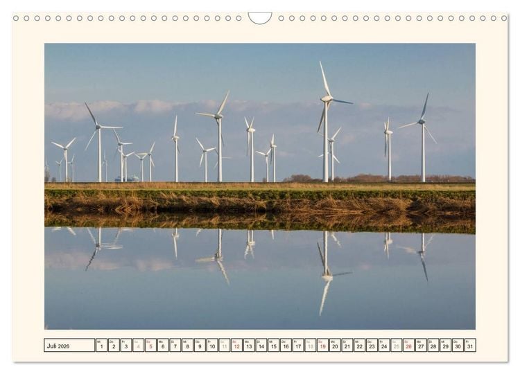 Produktbild: Windkraft in der Landschaft Ostfrieslands (Wandkalender 2026 DIN A3 quer), CALVENDO Monatskalender