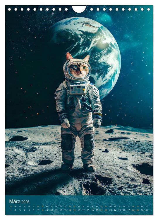 Produktbild: Katzen im All - Katzenastronauten im Kosmos (Wandkalender 2026 DIN A4 hoch), CALVENDO Monatskalender