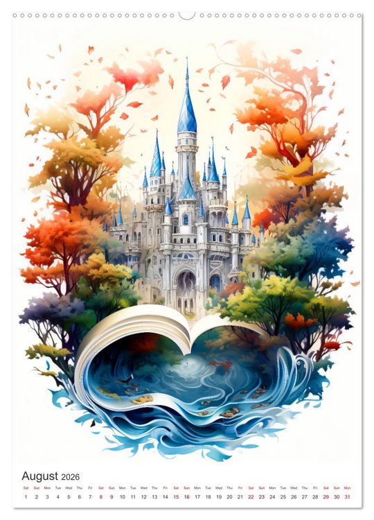 Produktbild: Magic pages - Discover the magic of books (High Quality Premium Wall Calendar 2026 DIN A2 portrait),CALVENDO 12 Month Wall Calendar
