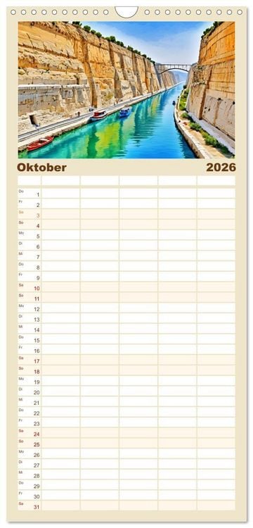 Produktbild: Familienplaner 2026 - Kalimera Griechenland mit 5 Spalten (Wandkalender, 21 x 45 cm) CALVENDO
