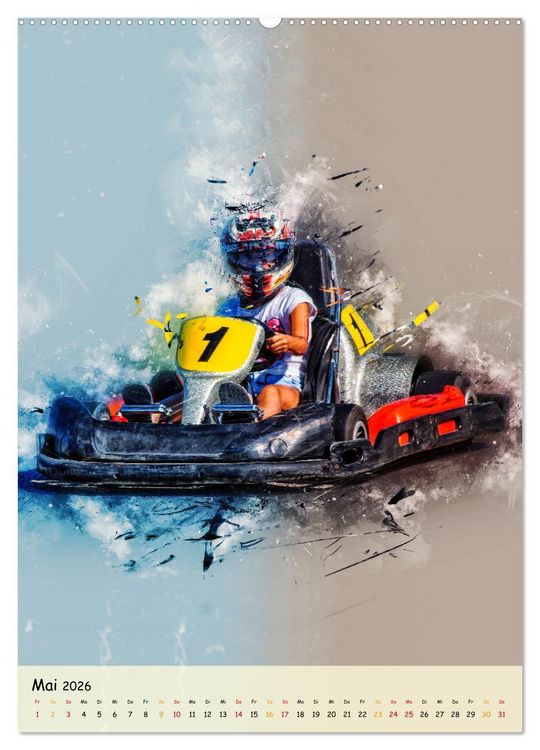 Produktbild: Gokart spektakul&auml;r (hochwertiger Premium Wandkalender 2026 DIN A2 hoch), Kunstdruck in Hochglanz