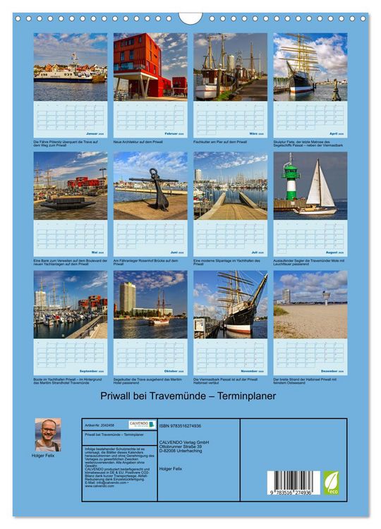 Produktbild: Priwall bei Travem&uuml;nde &ndash; Terminplaner (Wandkalender 2026 DIN A3 hoch), CALVENDO Monatskalender