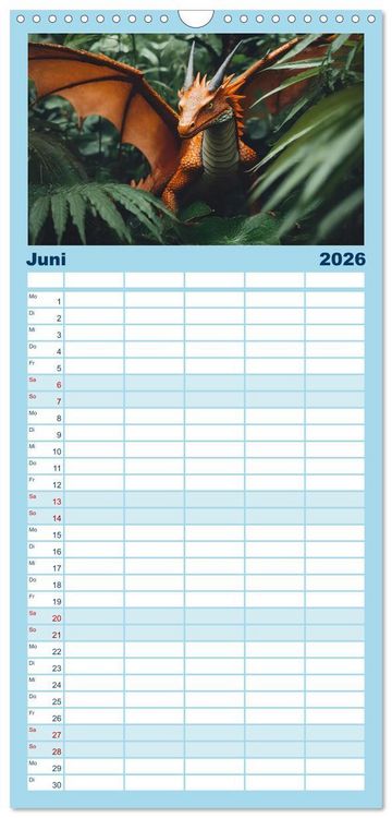 Produktbild: Familienplaner 2026 - Drachen - Herrscher der Welt mit 5 Spalten (Wandkalender, 21 x 45 cm) CALVENDO