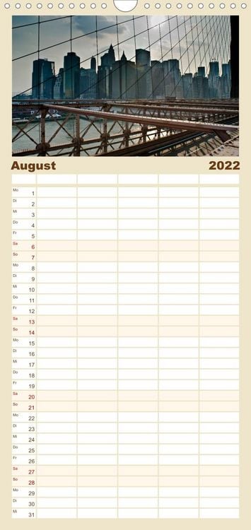 Produktbild: Familienplaner Ansichten einer Stadt: New York (Wandkalender 2022 , 21 cm x 45 cm, hoch)