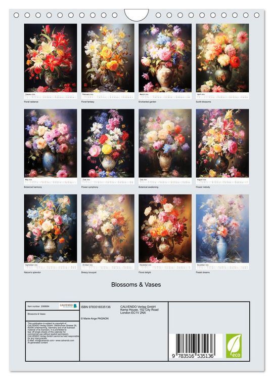 Produktbild: Blossoms & Vases (Wall Calendar 2026 DIN A4 portrait), CALVENDO 12 Month Wall Calendar