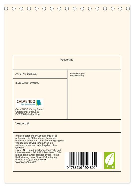 Produktbild: Vesportr&auml;t (Tischkalender 2026 DIN A5 hoch), CALVENDO Monatskalender