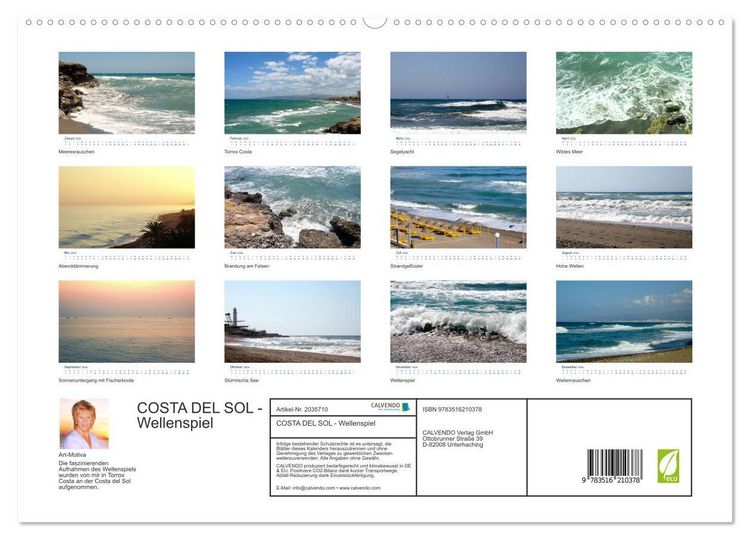 Produktbild: COSTA DEL SOL - Wellenspiel (hochwertiger Premium Wandkalender 2026 DIN A2 quer), Kunstdruck in Hochglanz