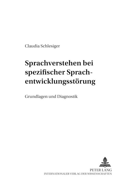 Produktbild: Sprachverstehen bei spezifischer Sprachentwicklungsst&ouml;rung