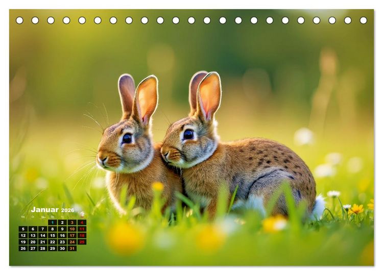 Produktbild: Kuschelige Kaninchen (Tischkalender 2026 DIN A5 quer), CALVENDO Monatskalender
