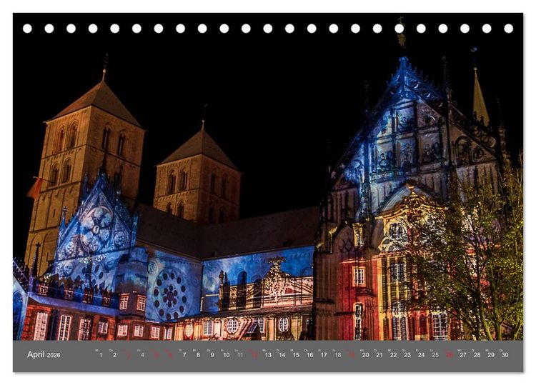 Produktbild: Leuchtendes M&uuml;nster 2026 - die Metropole Westfalens (Tischkalender 2026 DIN A5 quer), CALVENDO Monatskalender