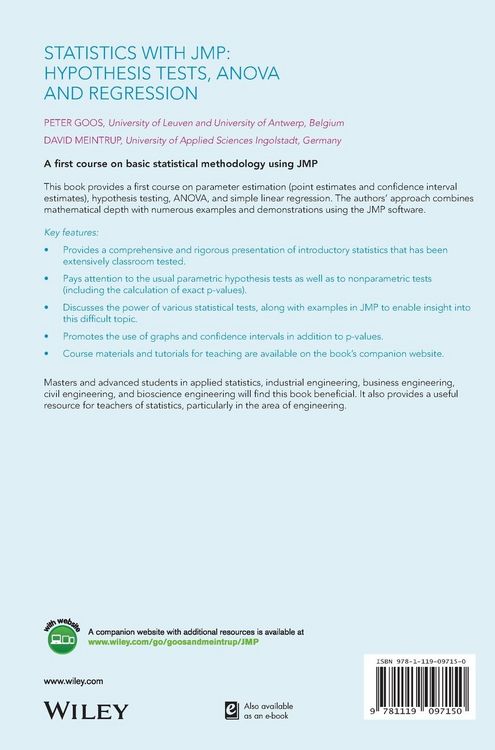Produktbild: Statistics with JMP - Hypothesis Tests, ANOVA andRegression