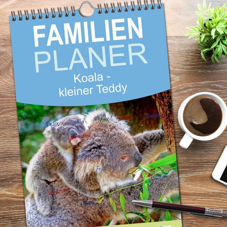 Produktbild: Familienplaner 2026 - Koala - kleiner Teddy mit 5 Spalten (Wandkalender, 21 x 45 cm) CALVENDO