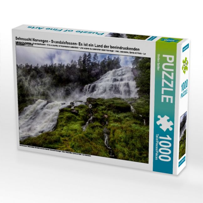 Produktbild: CALVENDO Puzzle Sehnsucht Norwegen - Svandalsfossen- Es ist ein Land der beeindruckenden Wasserf&auml;lle | 1000 Teile Lege-Gr&ouml;&szlig;e 64x48cm Foto-Puzzle f&uuml;r gl&uuml;ckliche Stunden