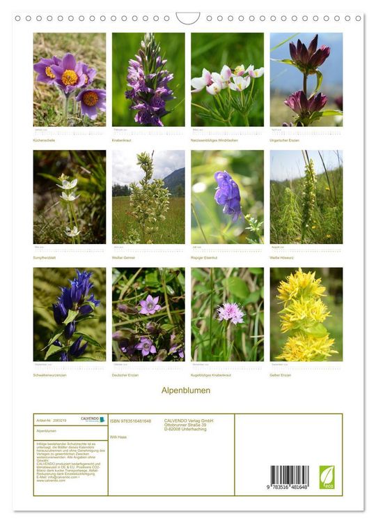 Produktbild: Alpenblumen (Wandkalender 2026 DIN A3 hoch), CALVENDO Monatskalender