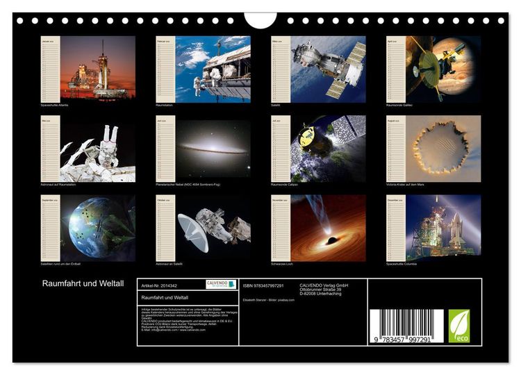 Produktbild: Raumfahrt und Weltall (Wandkalender 2026 DIN A4 quer), CALVENDO Monatskalender