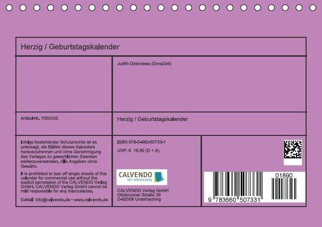 Produktbild: Herzig / Geburtstagskalender (Tischkalender immerw&auml;hrend DIN A5 quer)