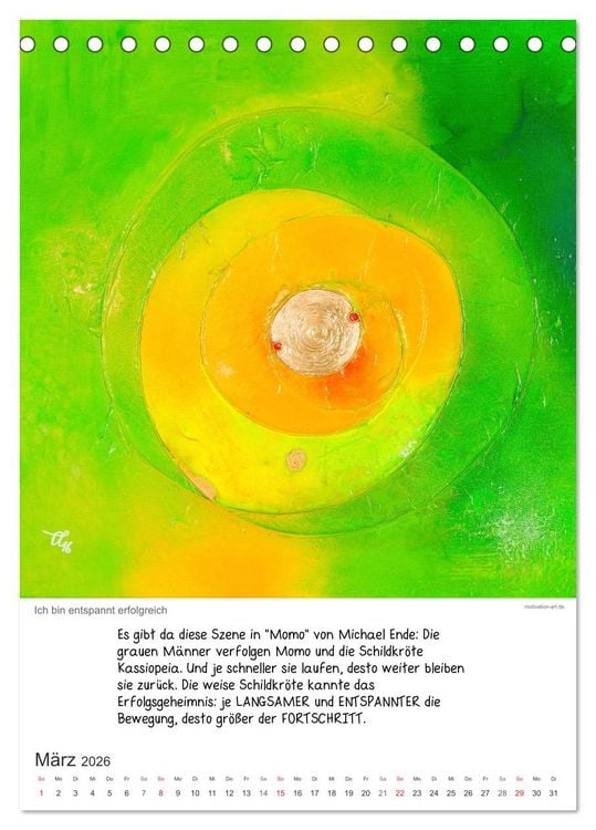 Produktbild: Motivation-Art 2026 (Tischkalender 2026 DIN A5 hoch), CALVENDO Monatskalender