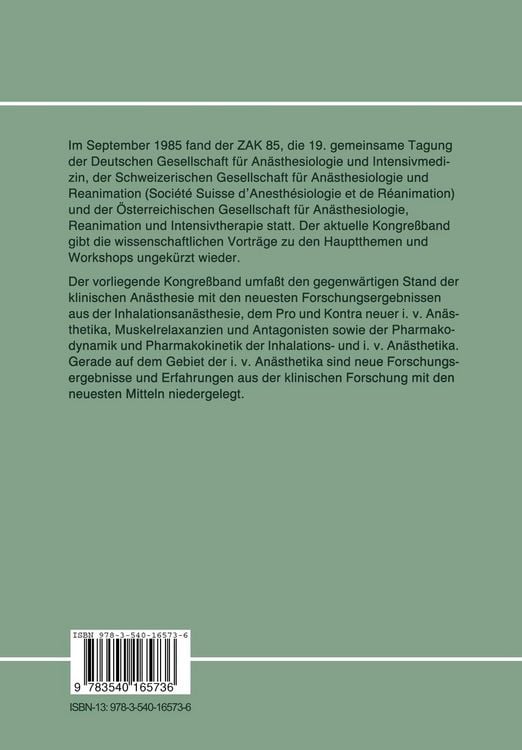 Produktbild: Aktueller Stand der klinischen Anaesthesie