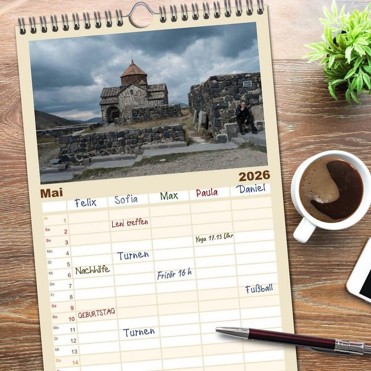 Produktbild: Familienplaner 2026 - ARMENIEN - Land der fr&uuml;hen Christen mit 5 Spalten (Wandkalender, 21 x 45 cm) CALVENDO