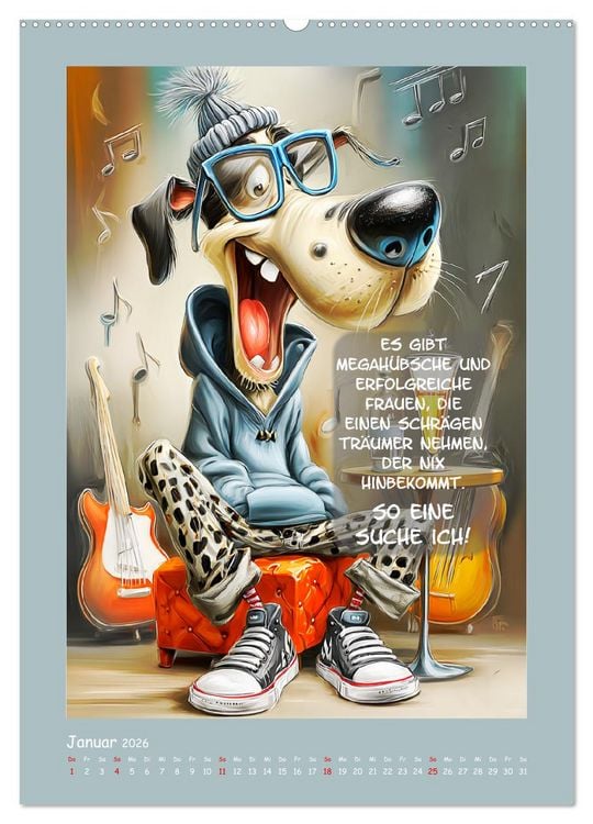 Produktbild: Hundstage. Bissiger Humor vom Feinsten (hochwertiger Premium Wandkalender 2026 DIN A2 hoch), Kunstdruck in Hochglanz