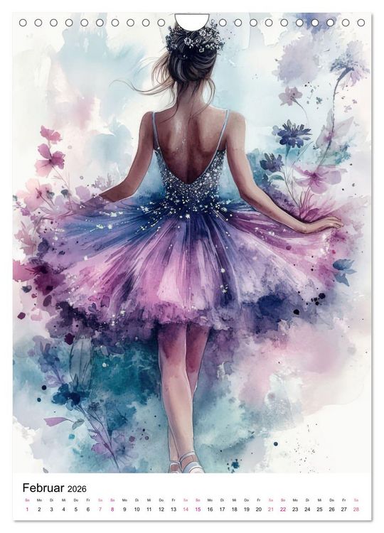 Produktbild: Ballerinas in Aquarell (Wandkalender 2026 DIN A4 hoch), CALVENDO Monatskalender