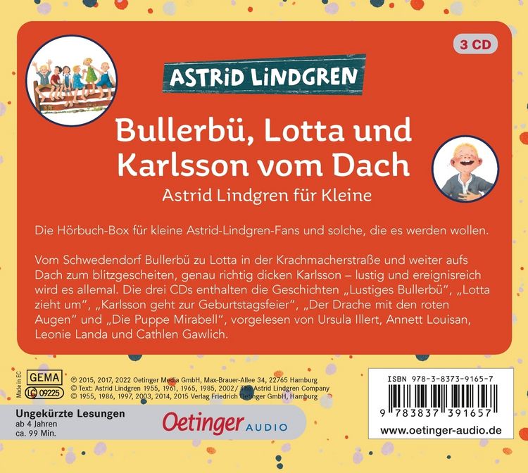Produktbild: Bullerb&uuml;, Lotta und Karlsson vom Dach