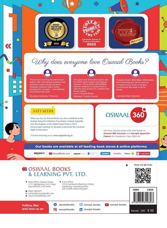 Produktbild: Oswaal CBSE Chapterwise Solved Papers 2023-2014 Sociology Class 12th (2024 Exam)