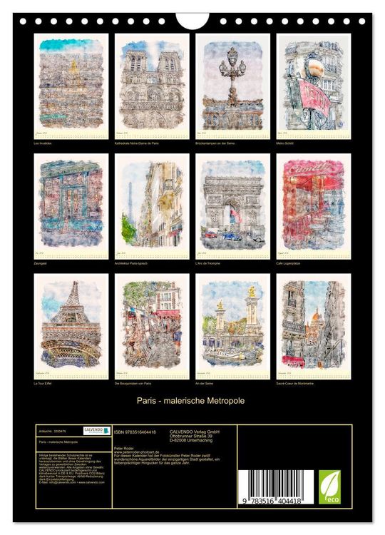 Produktbild: Paris - malerische Metropole (Wandkalender 2026 DIN A4 hoch), CALVENDO Monatskalender