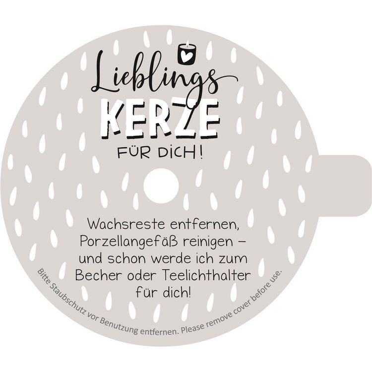 Produktbild: Lieblingskerze in Emailleoptik Motiv "Einatmen. Ausrasten."