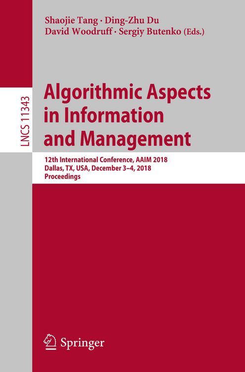 Produktbild: Algorithmic Aspects in Information and Management