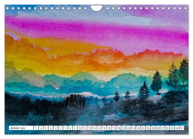 Produktbild: Roland Reiff Aquarelle Himmelslanschaften (Wandkalender 2026 DIN A4 quer), CALVENDO Monatskalender