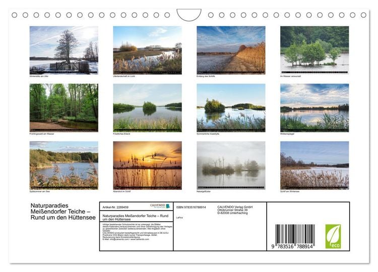 Produktbild: Naturparadies Mei&szlig;endorfer Teiche &ndash; Rund um den H&uuml;ttensee (Wandkalender 2027 DIN A4 quer), CALVENDO Monatskalender