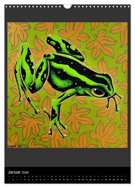Produktbild: Acrylic paintings - Pfeilgiftfr&ouml;sche und Cham&auml;leons (Wandkalender 2026 DIN A3 hoch), CALVENDO Monatskalender